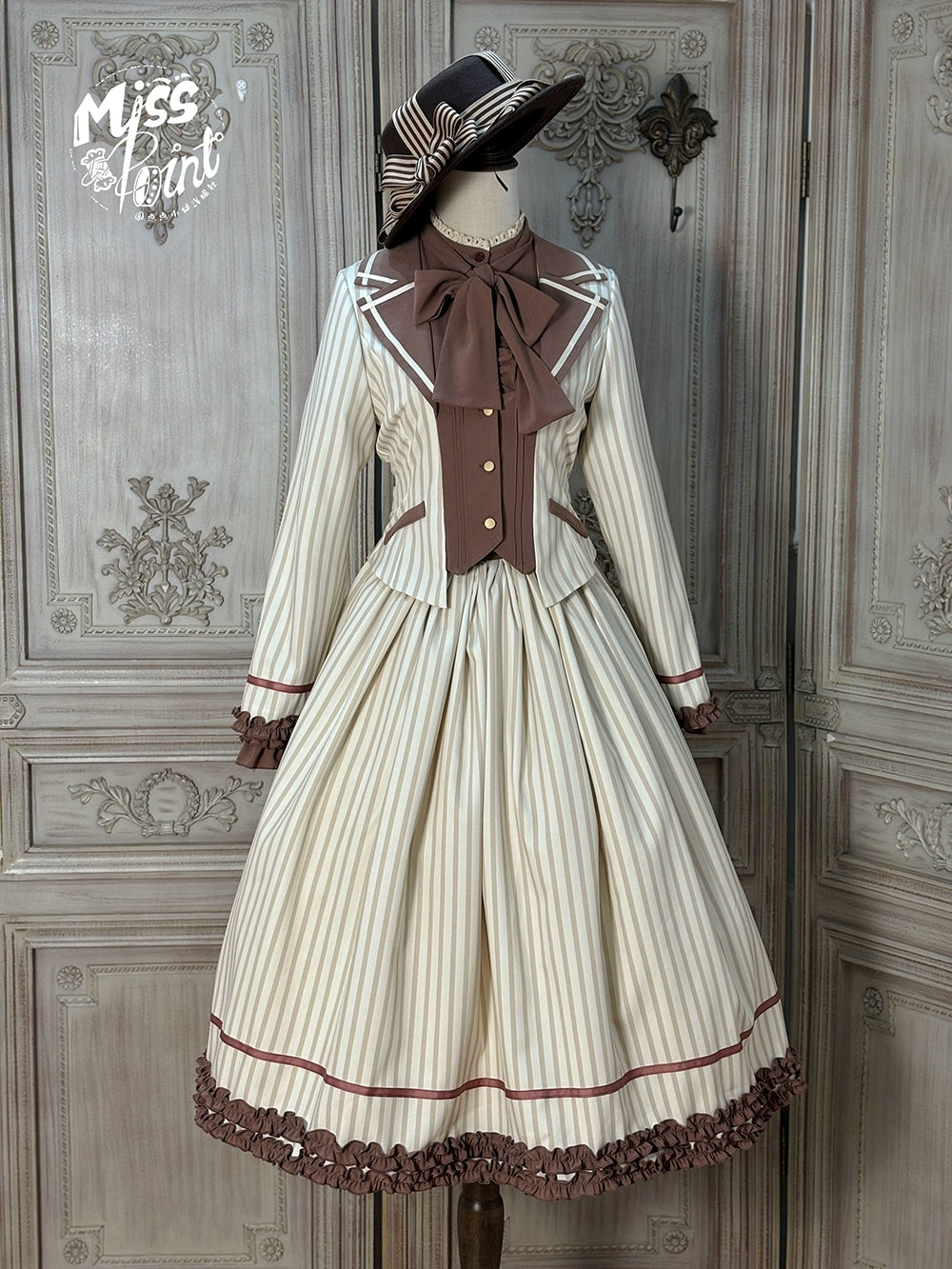 【予約販売】Classic Chocolat Stripe ストライプスカート・ロング丈