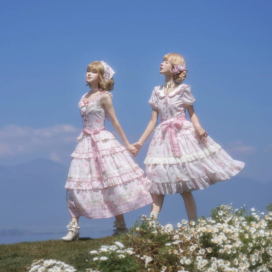 【受注予約9/2まで】Natural Apple Tea ガーデンジャンパースカート・ピンク