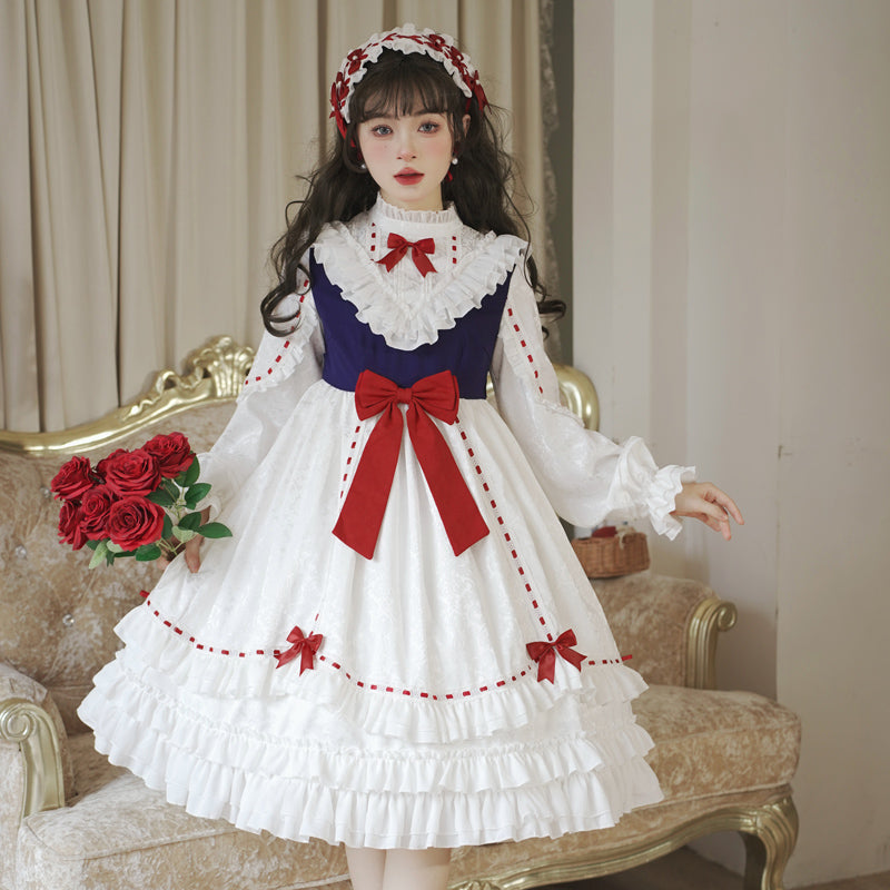 Snow White 3-tier ruffle short-sleeved dress and long-sleeved dress