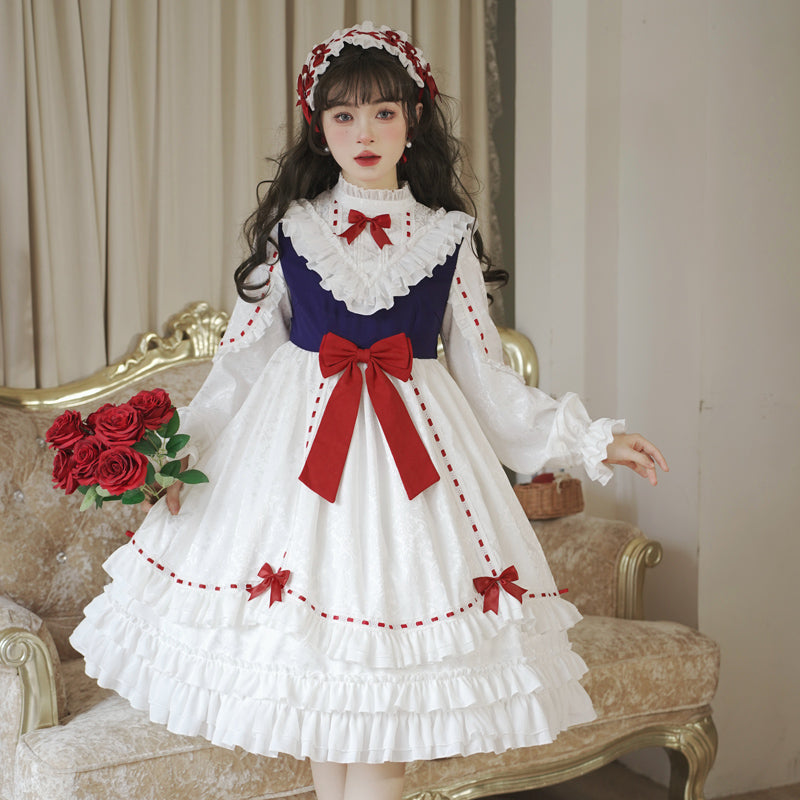 Snow White ３段フリルの半袖ワンピースと長袖ワンピース