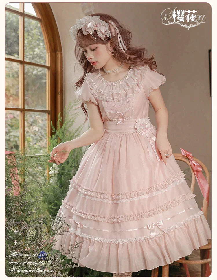 [Sales period ended] Confession under the Sakura Tree Puff sleeve dress