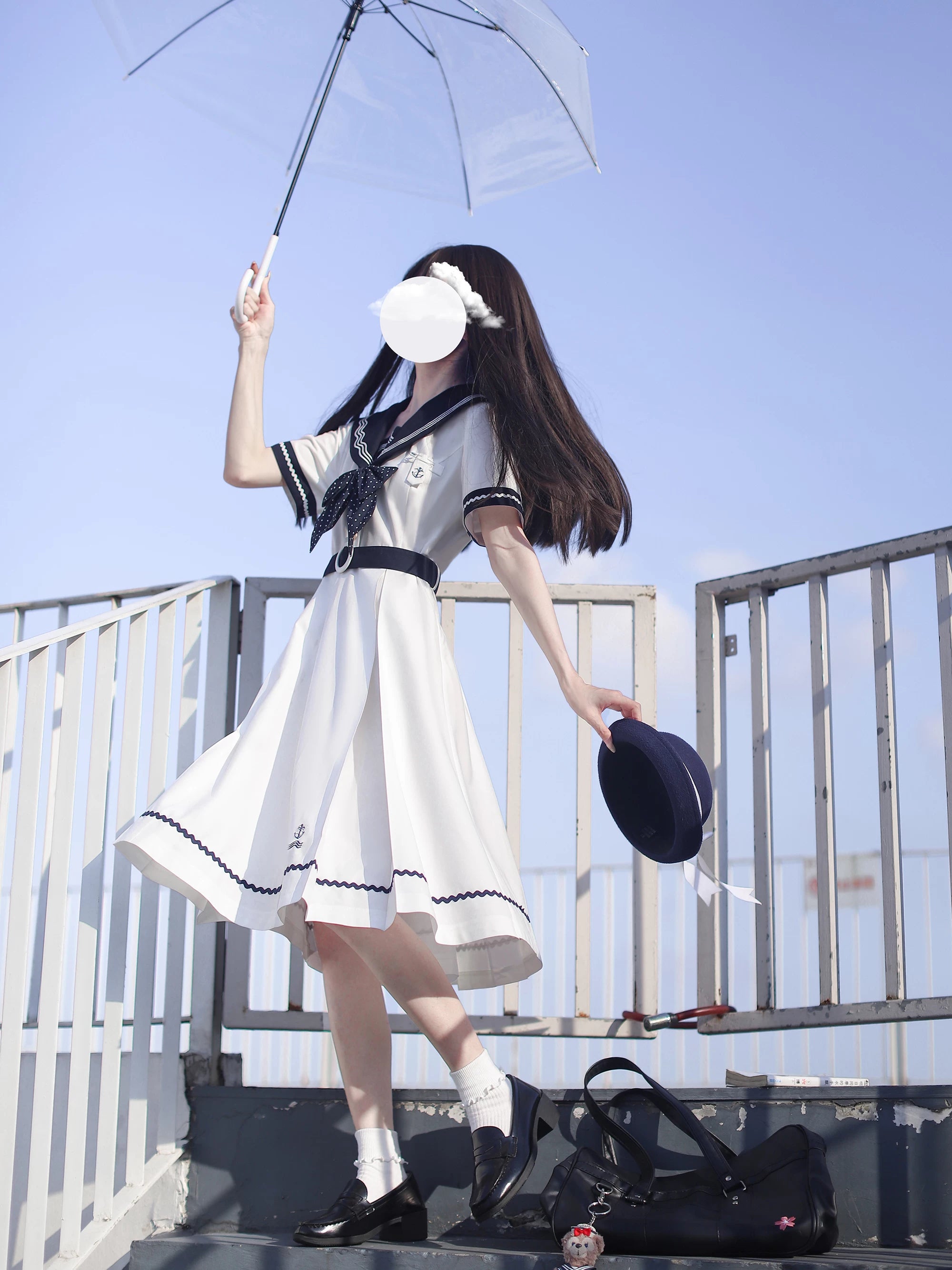 夏の海 学院風セーラーカラーワンピース