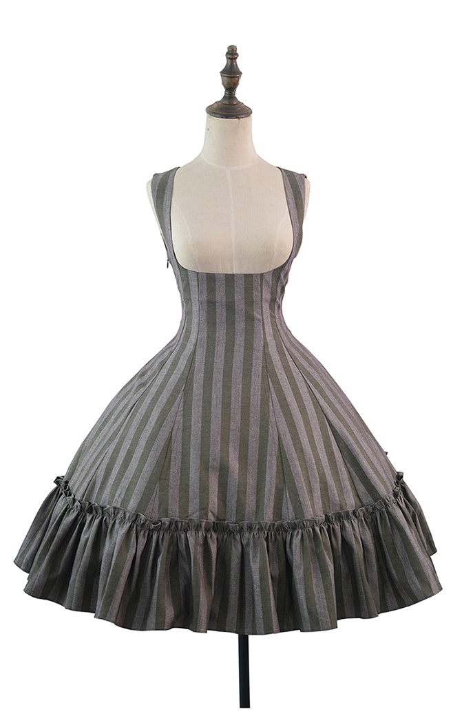 【受注予約12/3まで】Monochrome Reverie ジャンパースカート・ストライプ