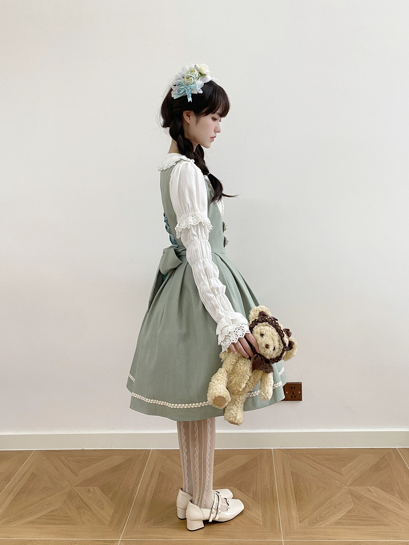 [Pre-orders available until 9/29] Bright Moon Corset Jumper Skirt, Plain Type [Light Green]