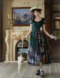 【予約販売】Elegance Greek 油彩画風プリントエンパイアワンピース・新色