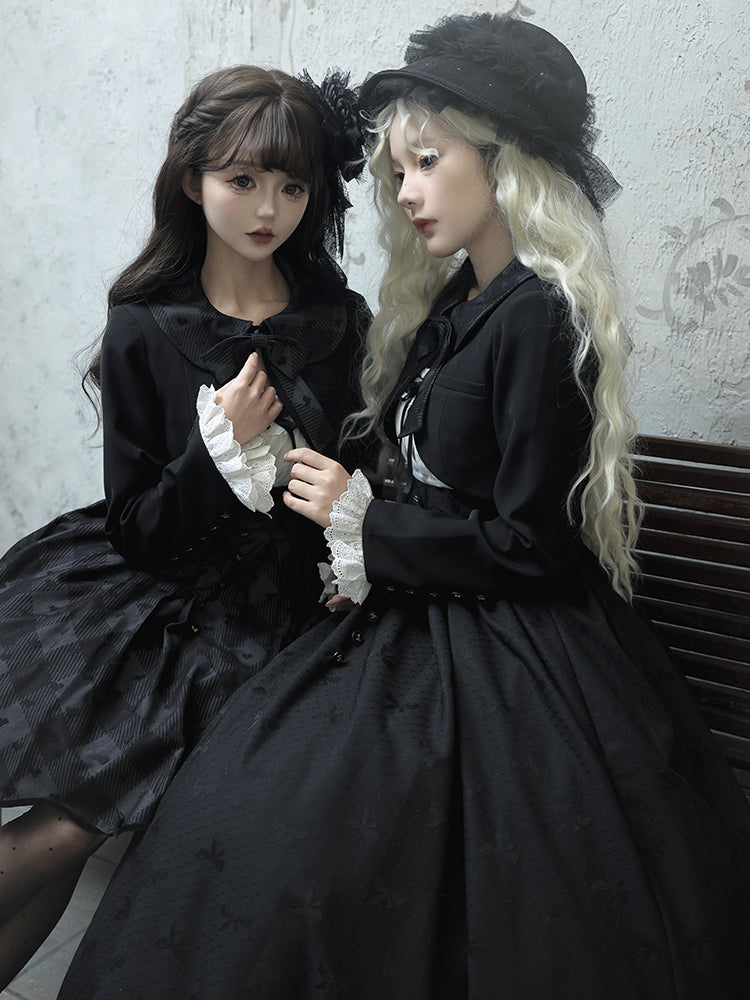 Silent Heart リボン模様ロング丈ジャンパースカートとジャケット