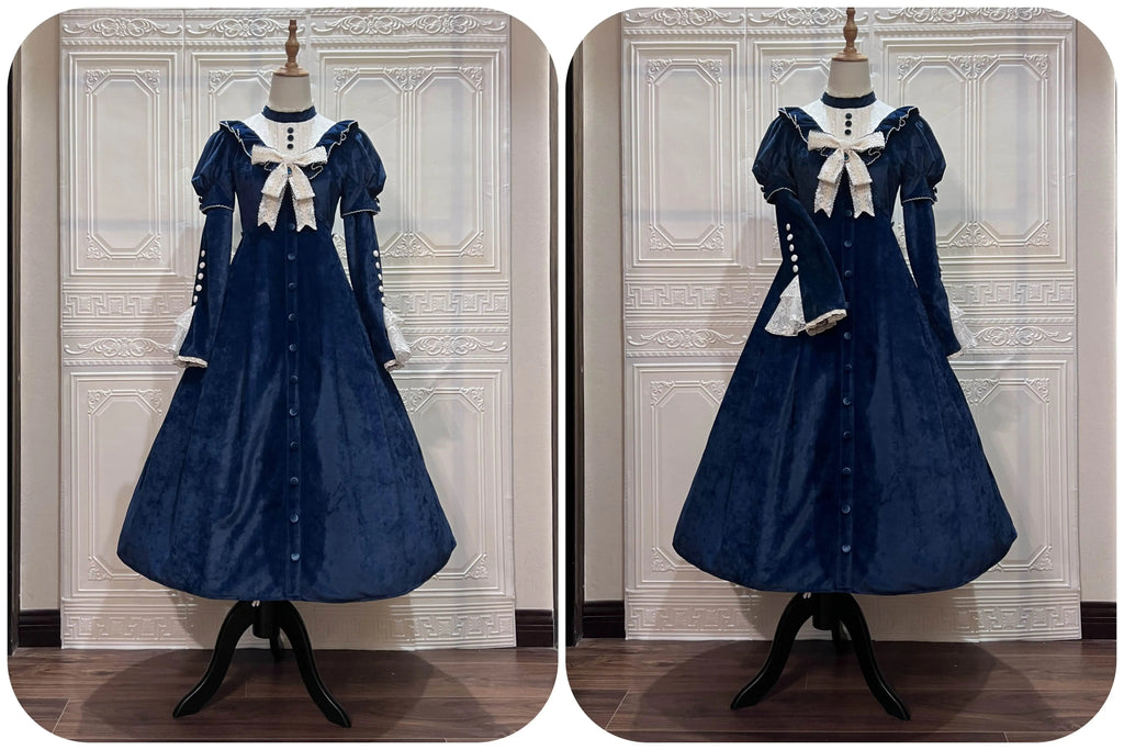 [Pre-orders available until 12/1] Suijaku stand-up collar velvet dress and cape