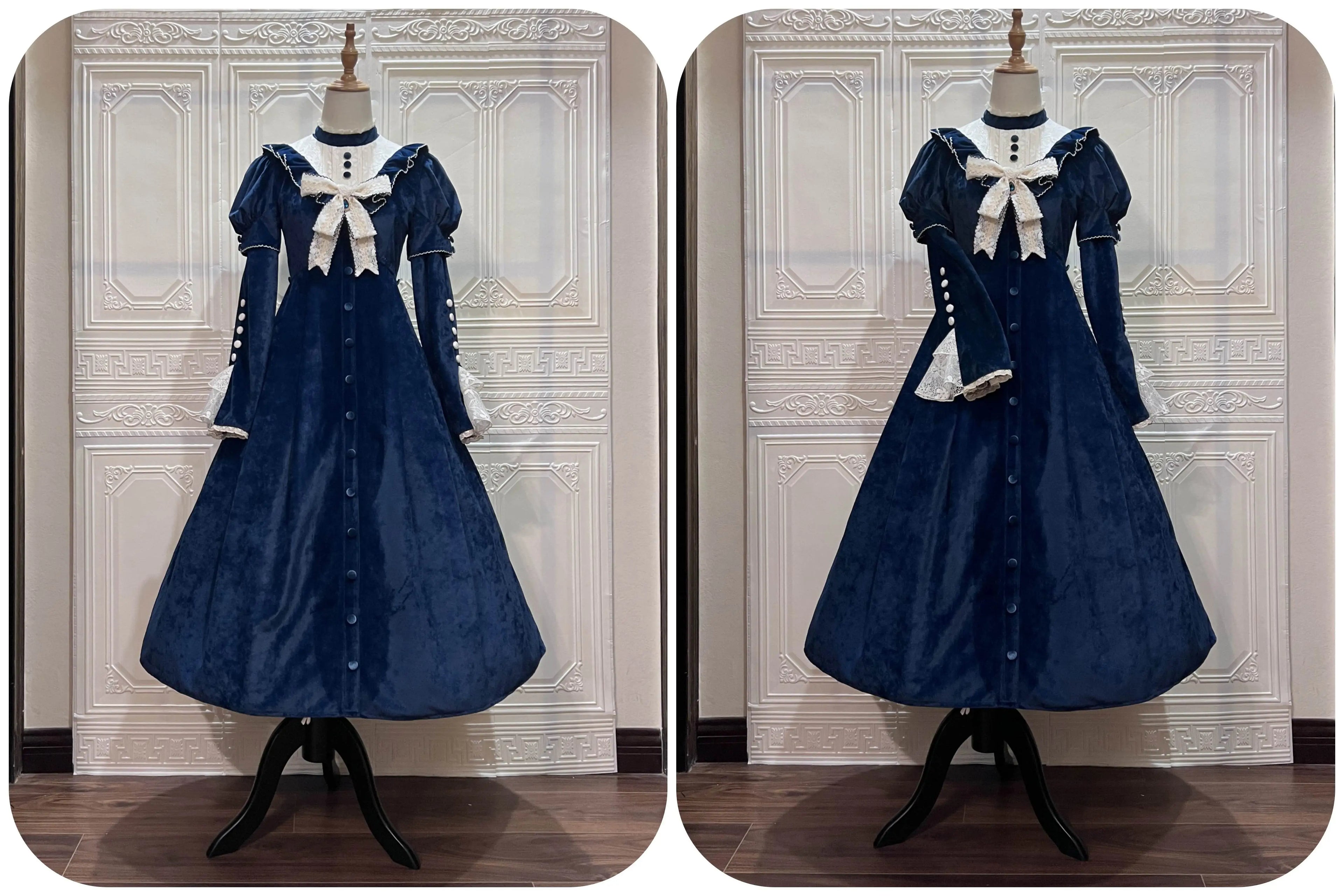 [Pre-orders available until 12/1] Suijaku stand-up collar velvet dress and cape