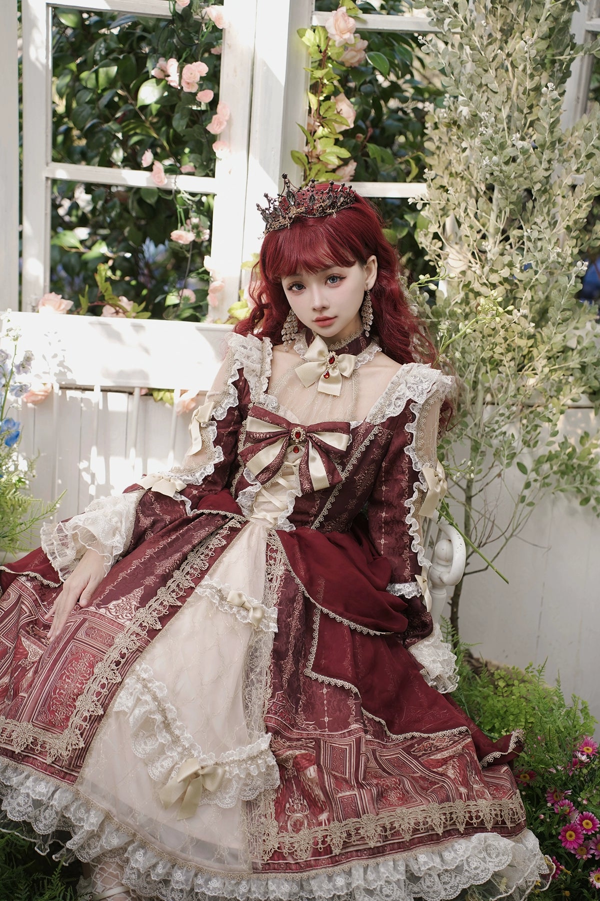 Baroque Palace Burgundy Princess Dress