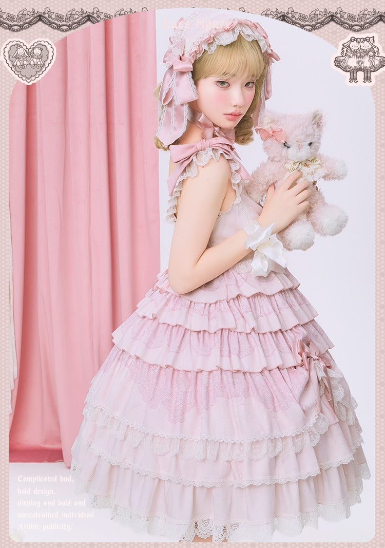 【再販・受注予約12/23まで】Lace Figure ティアードジャンパースカート