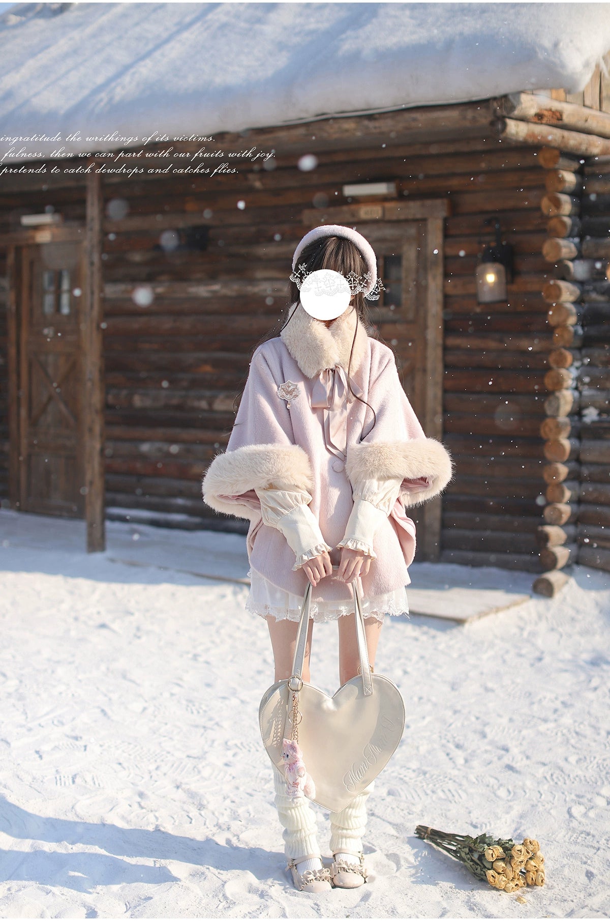 Powder pink fur cape