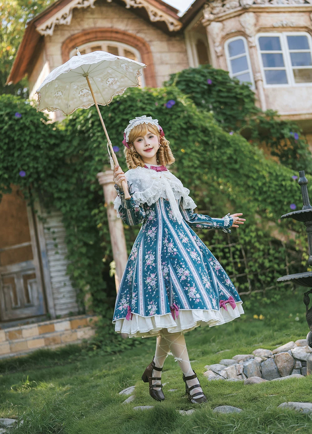 【受注予約10/20まで】Susan Garden クラシカル長袖ワンピース・ロング丈