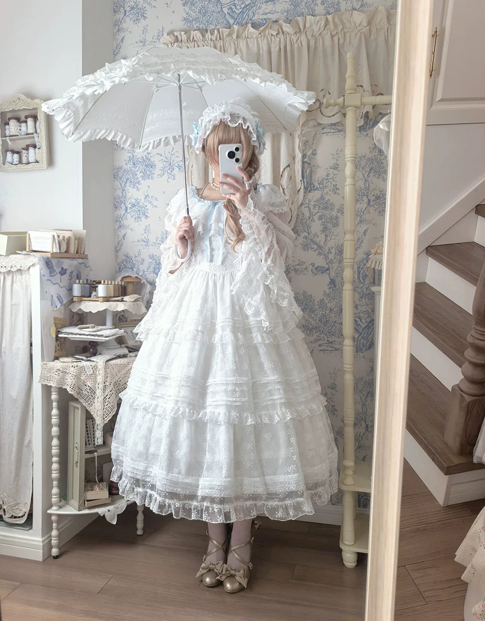 【受注予約10/13まで】Dream Lace ショールレースジャンパースカート
