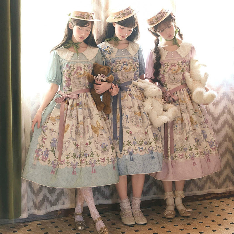 [Pre-orders available until 2/11] Illustration de Porcelaine Iris short-sleeved dress