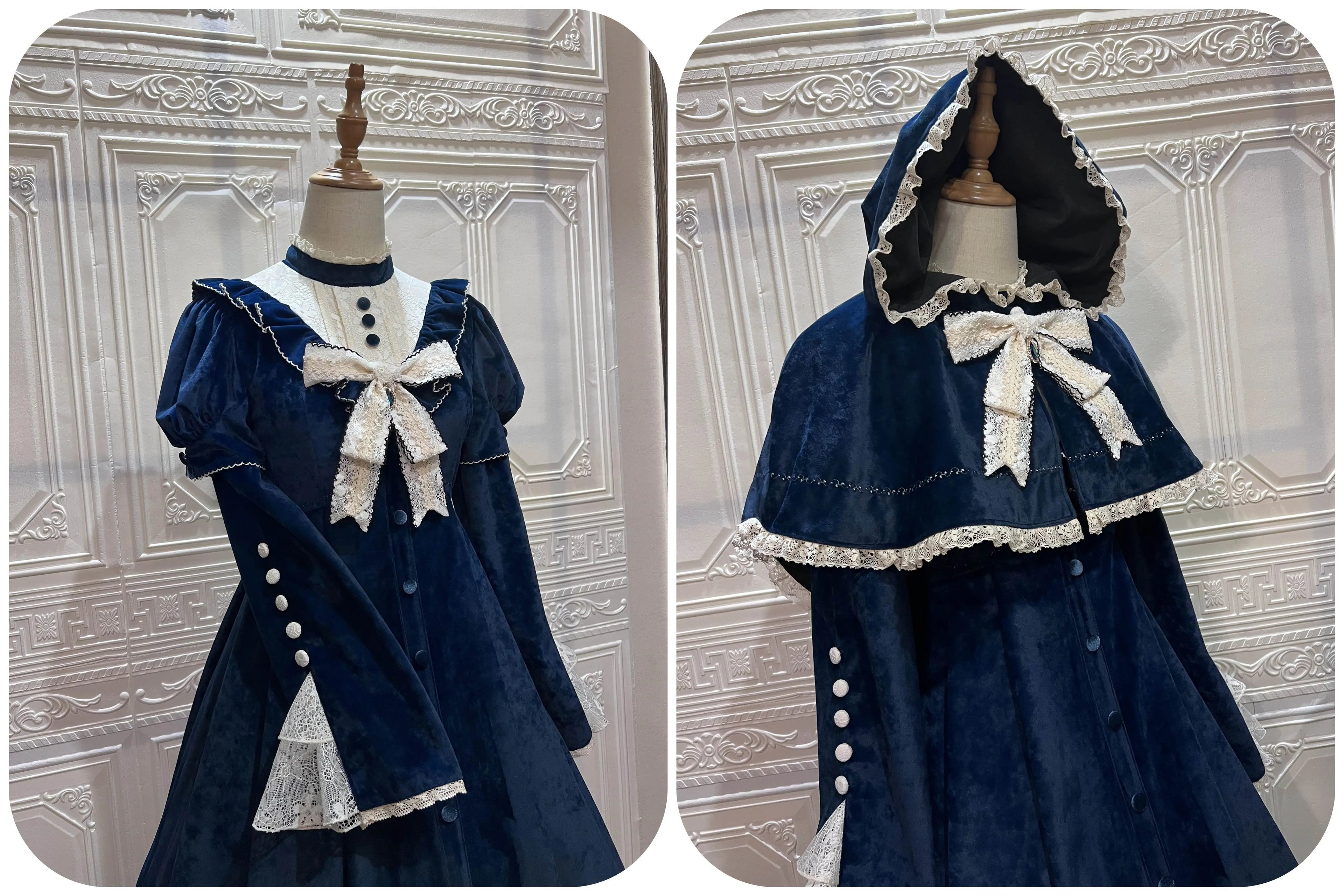 [Pre-orders available until 12/1] Suijaku stand-up collar velvet dress and cape