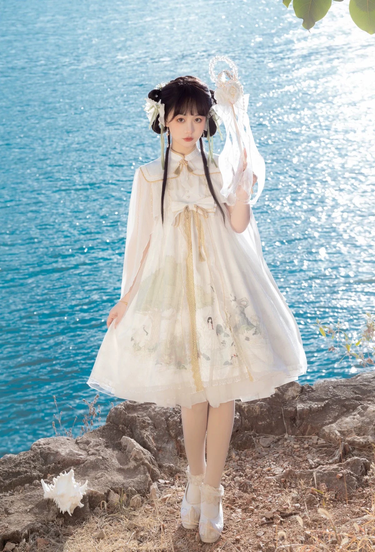 白光 鶴のジャンパースカートとショール