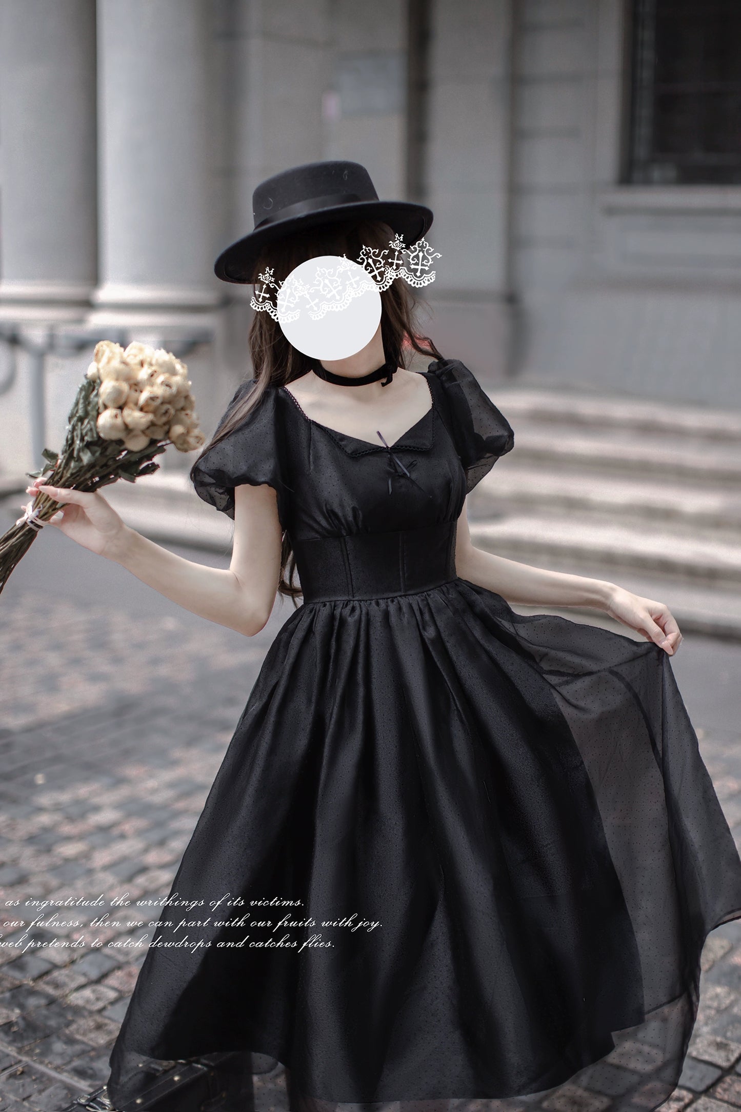 Eternal Nocturne French Retro Black Dress