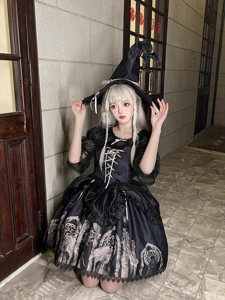 Eternal Night Front Lace-up Gothic Lolita Jumper Skirt