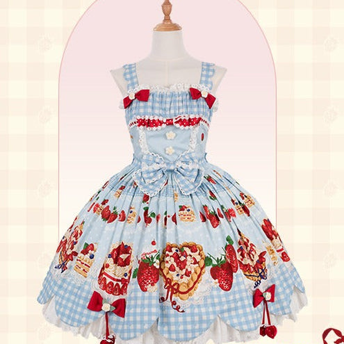 【受注予約8/26まで】Strawberry Cake Guide プリントジャンパースカート ・新色