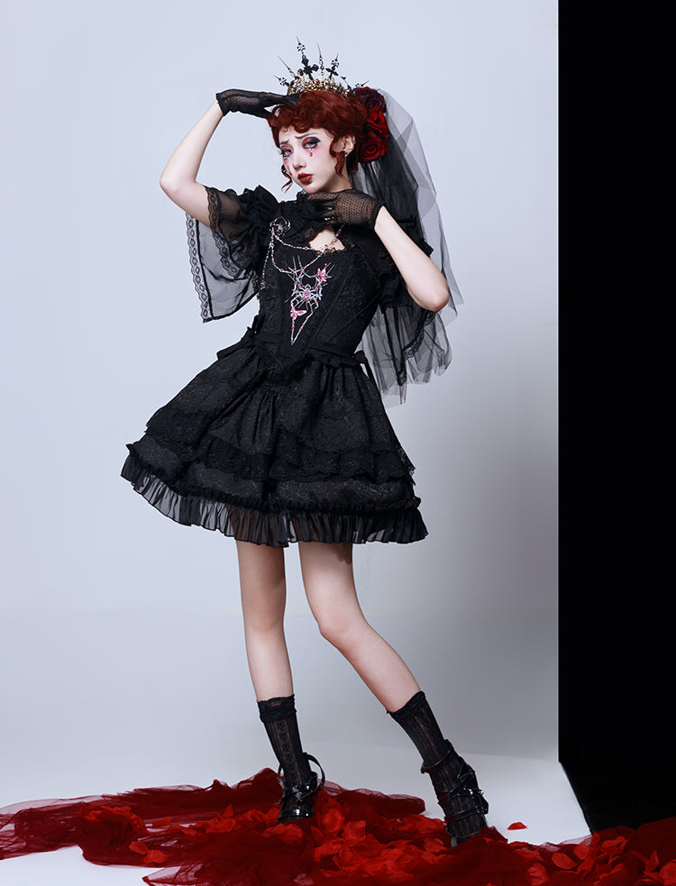 スパイダー刺繍ゴシックスカート3点セット