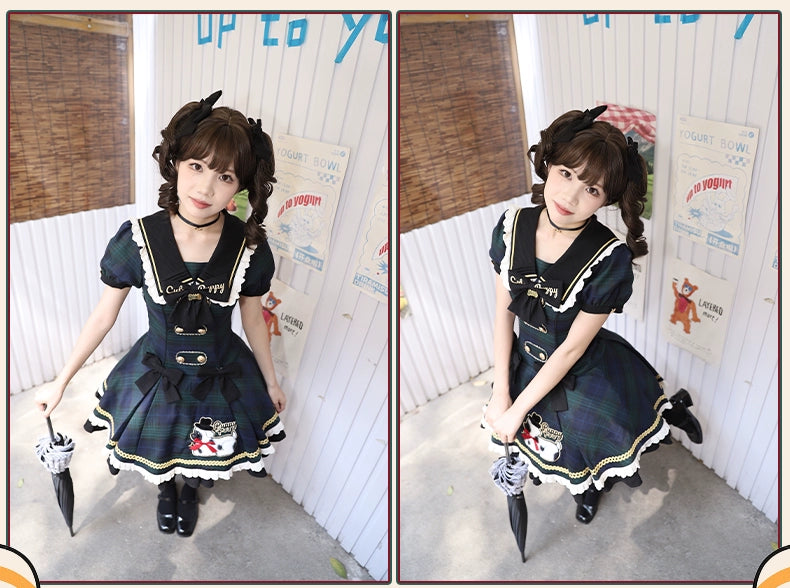 【受注予約6/18まで】Cute Puppy チェックのミニ丈ワンピース