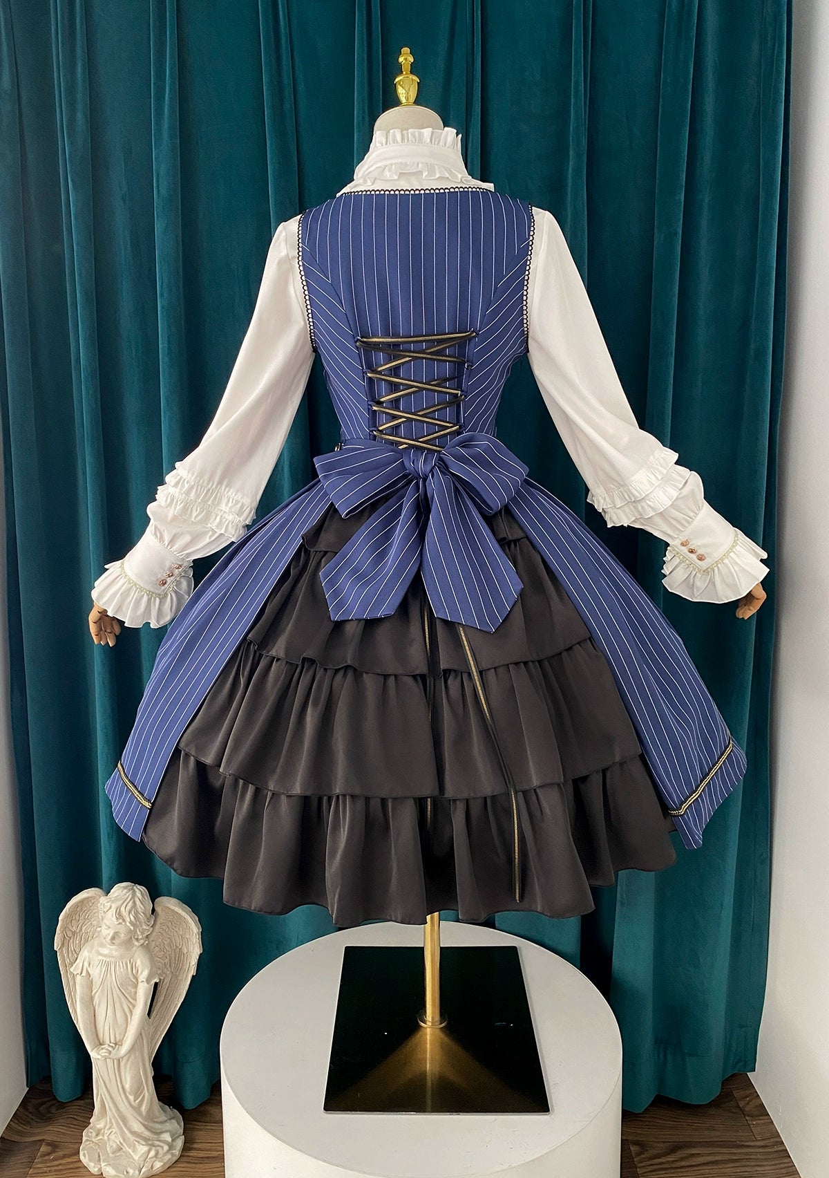 [Pre-orders available until 9/29] Bright Moon Corset Jumper Skirt Stripe [Navy]