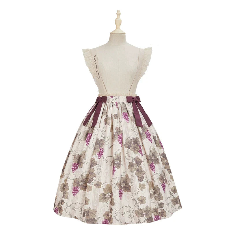 Sunny Rouge Grape pattern suspender skirt