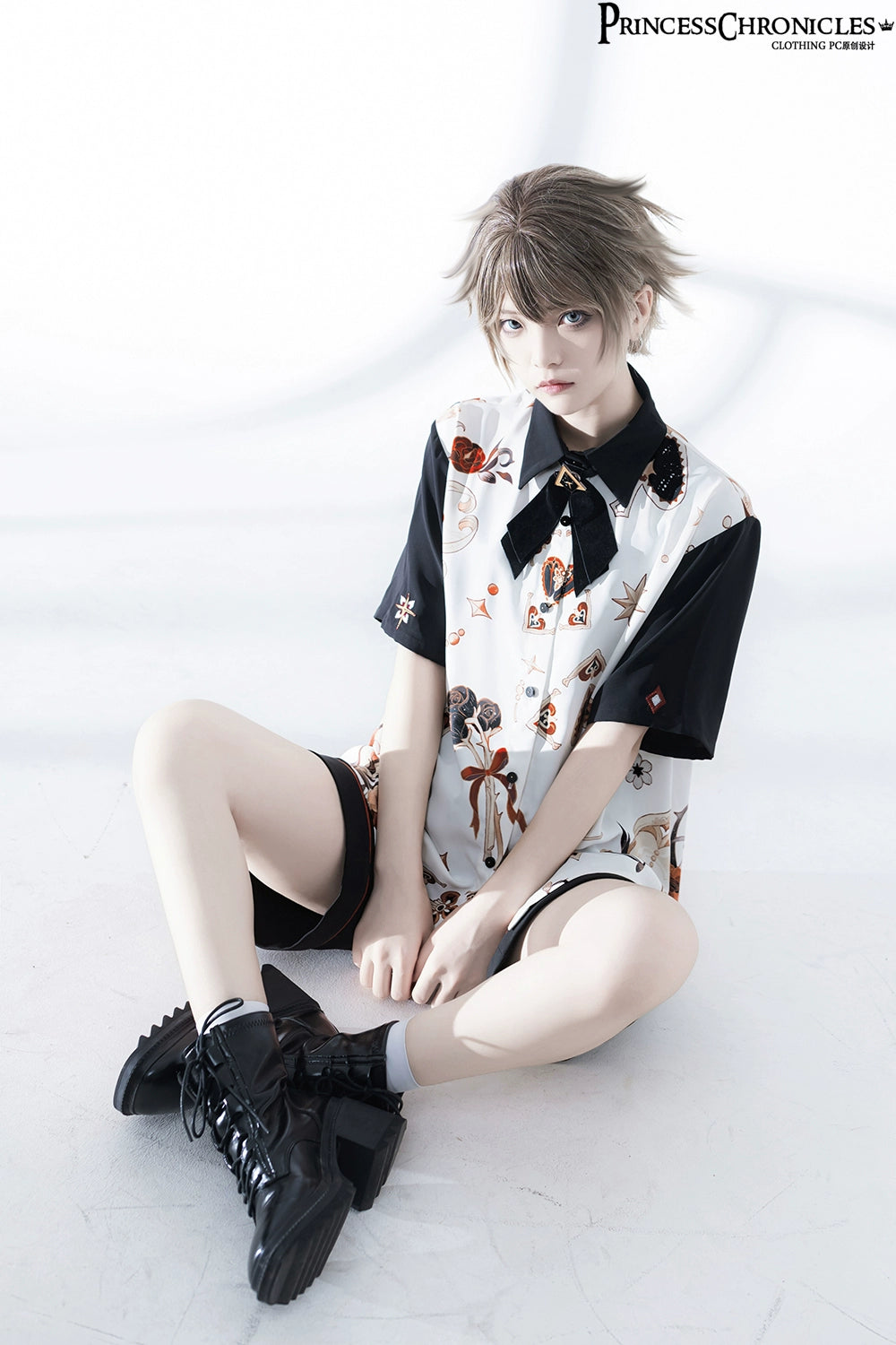 【予約販売】Flower Drunken Beauty 皇子系プリントブラウス