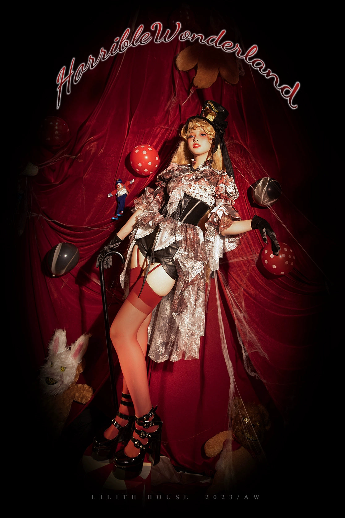 [Pre-orders available until 9/18] Horrible Wonderland Blood-stained print princess sleeve blouse