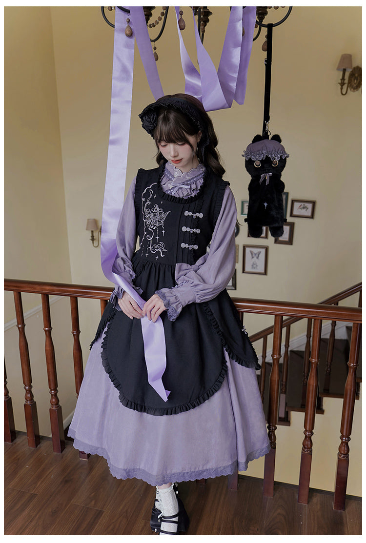 Sweet Moon 鈴蘭刺繍の華ロリエプロンとワンピース