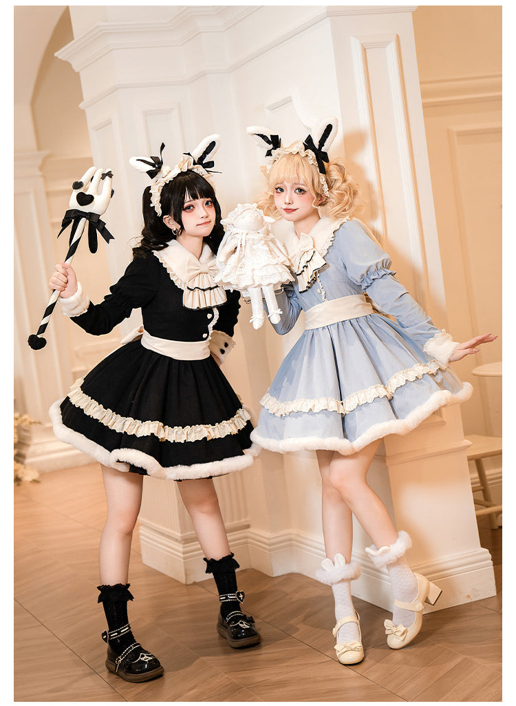 うさ耳アリス エプロン付きティアードワンピース7点セット