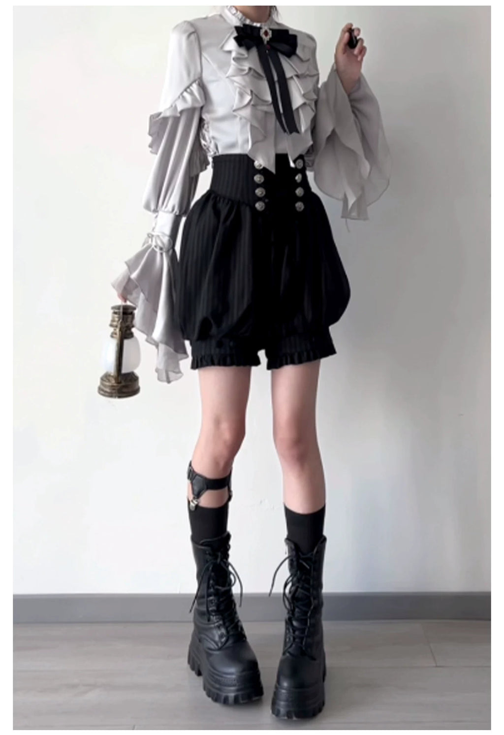 【予約販売】夜鴉 皇子系ゴシックブラウス＆パンツセット