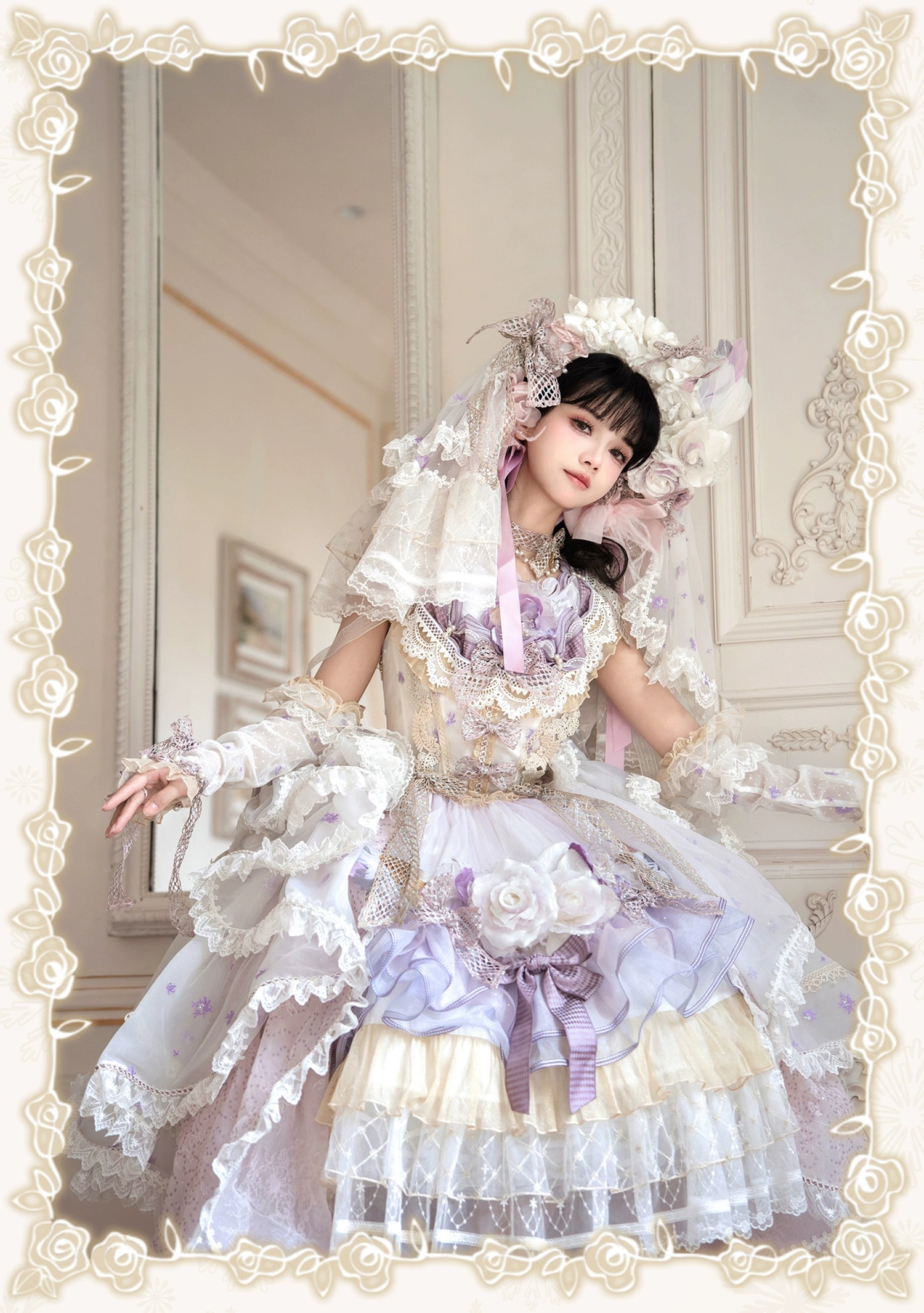 【受注予約8/13まで】Snow Rose Princess トレーン付きドレス・パープル