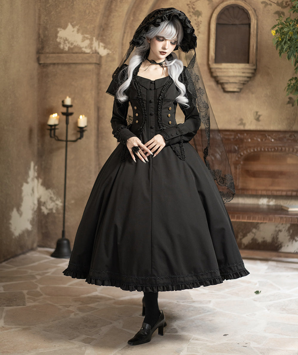 【受注予約12/3まで】漆黒の秒針 長袖ワンピース・ロング丈