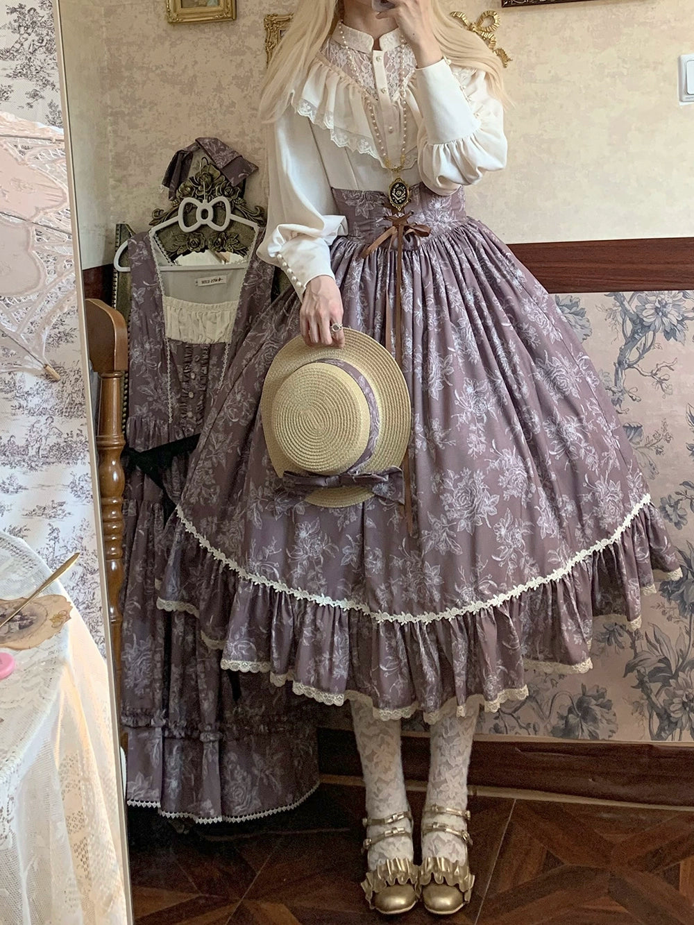 【予約販売】Sketch Wild Rose ハイウエストスカート プリントタイプ