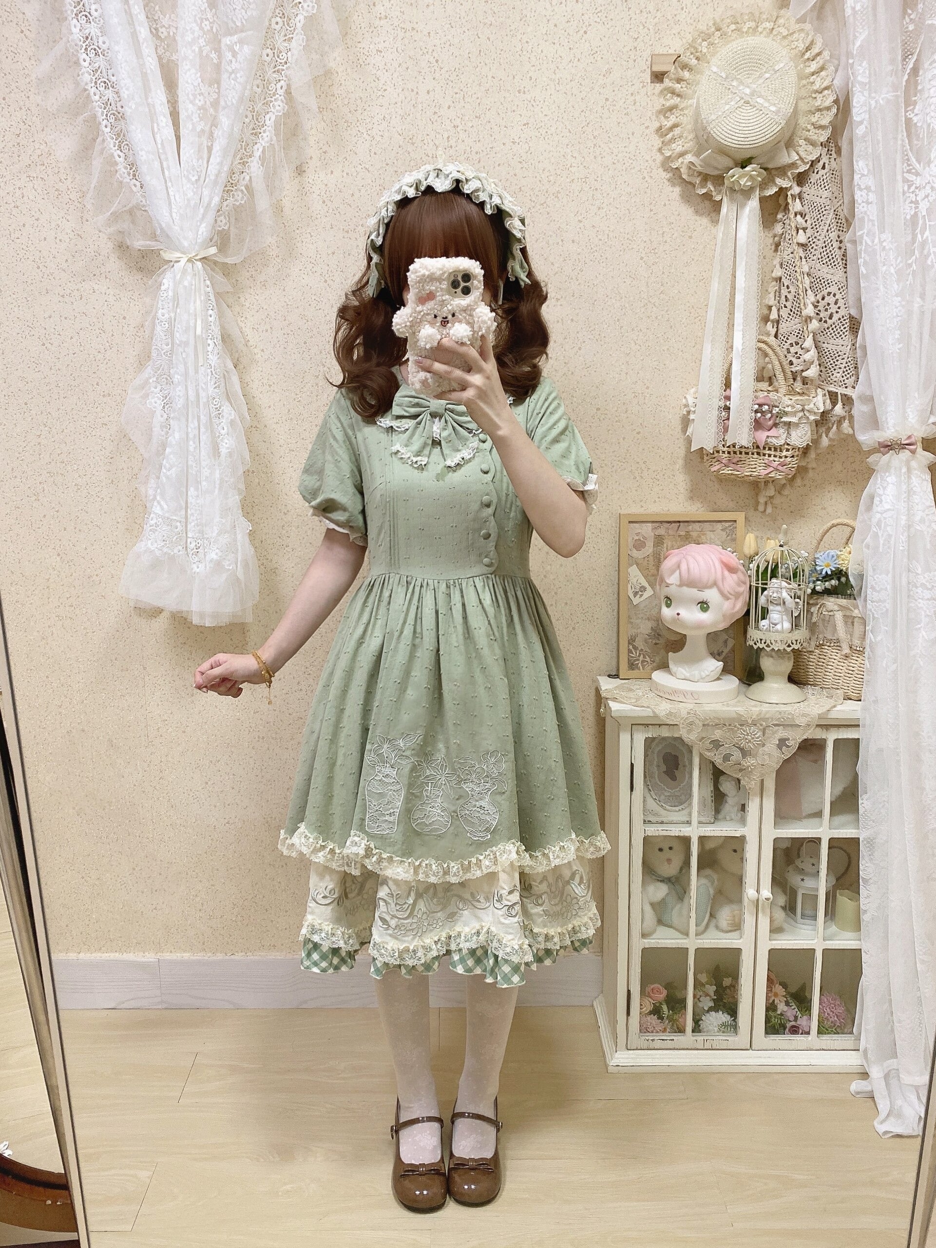【受注予約7/29まで】青磁の百合 半袖ワンピース