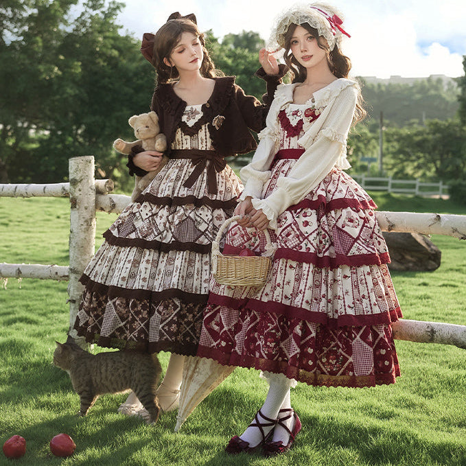 秋色のフローラルジャンパースカート