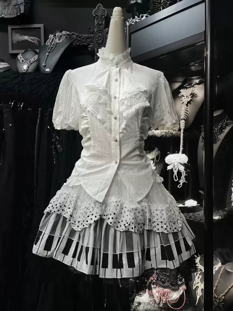 【Dark in Love】フリル×パフスリーブ ゴシックブラウス | Dark Doll