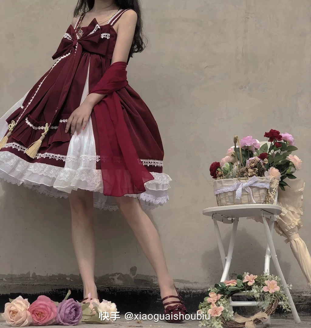 ビッグリボンの華ロリジャンパースカートセット