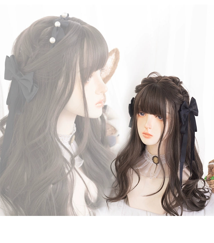 Lolita wig, dark brown, fluffy, long curls