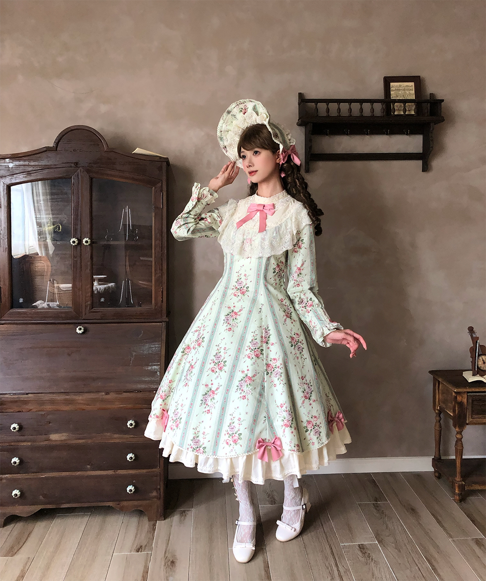 【受注予約10/20まで】Susan Garden クラシカル長袖ワンピース・ロング丈