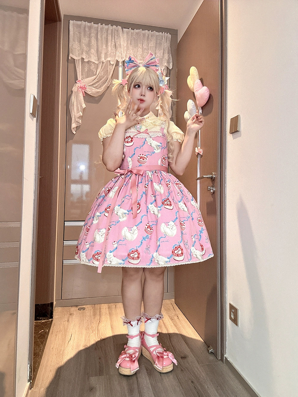 【予約販売】Sweet Cherry Cat デイリージャンパースカート