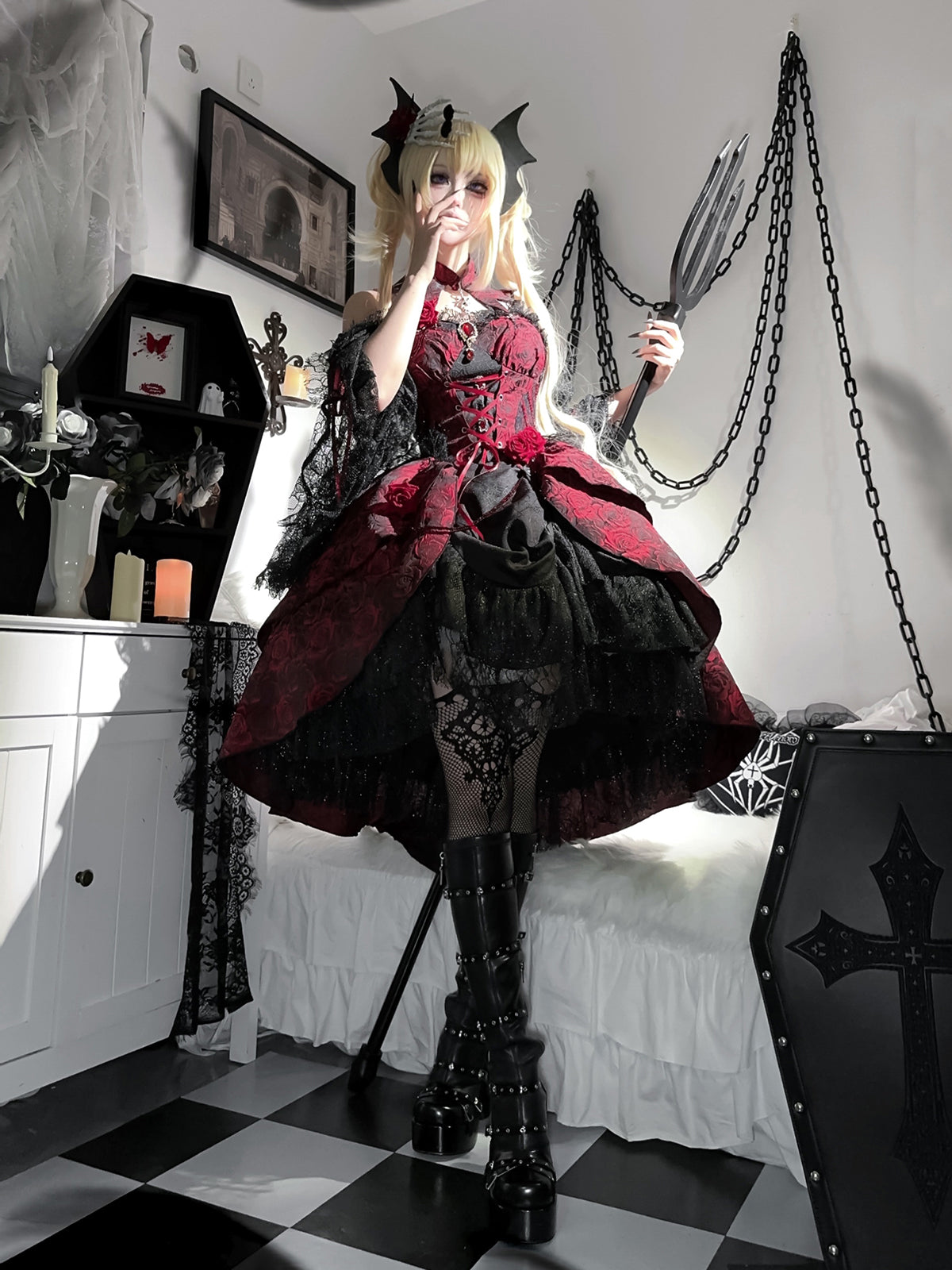 Dark Crimson Rose ゴスロリジャンパースカート