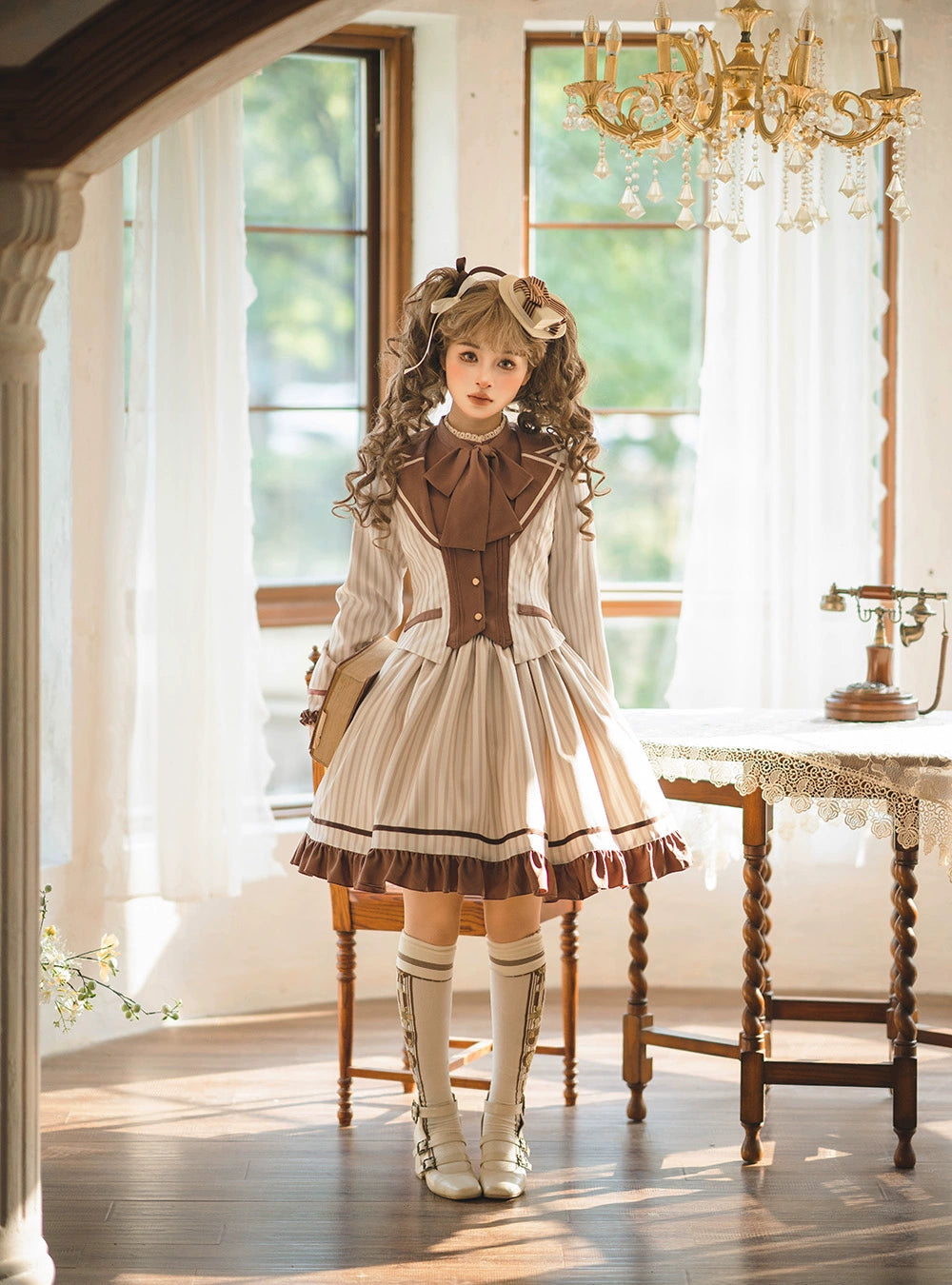 【予約販売】Classic Chocolat Stripe ストライプスカート・ショート丈
