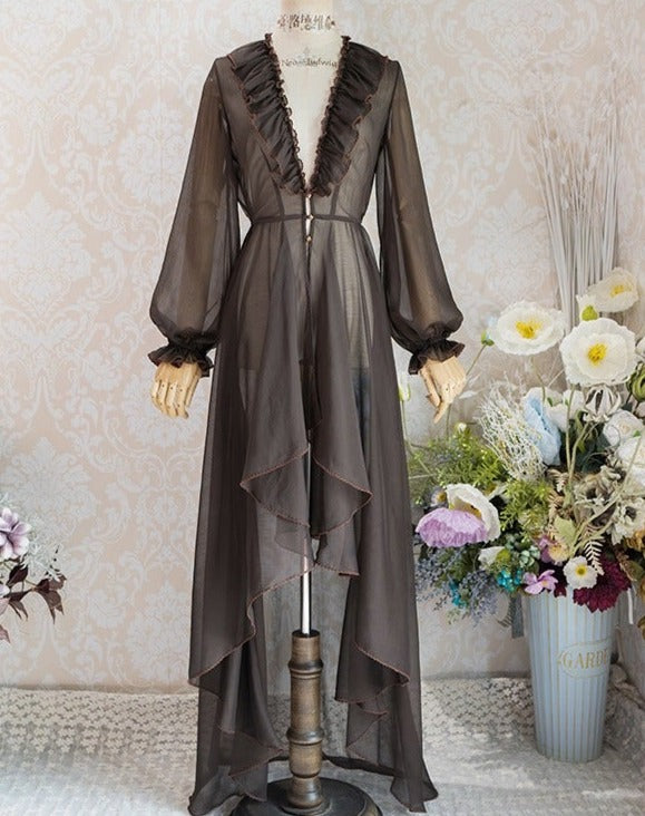 [Sale Period Ended] Porcelain Flower Garden Sheer Cardigan Long Length