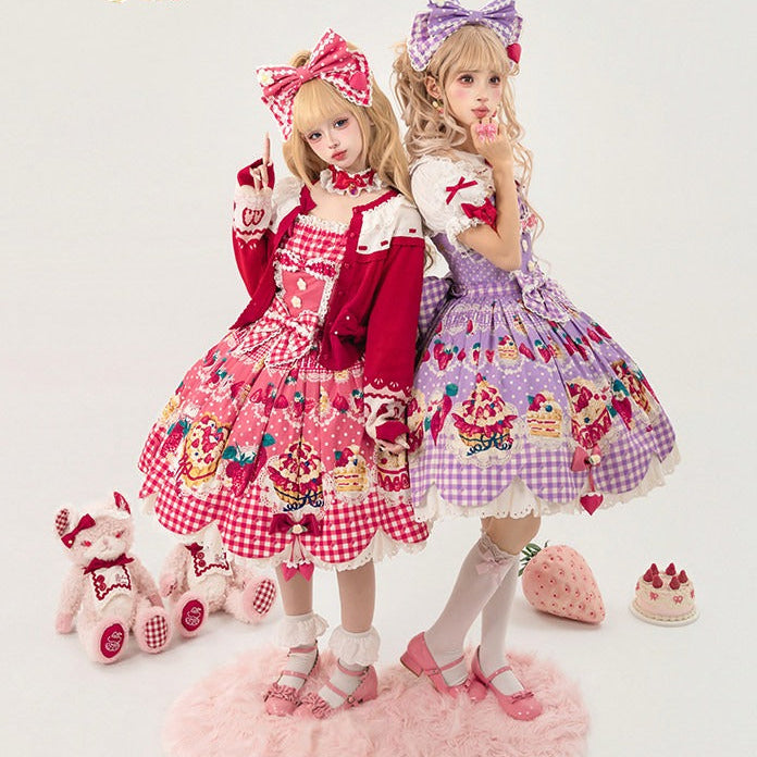 【受注予約8/26まで】Strawberry Cake Guide プリントジャンパースカート ・新色