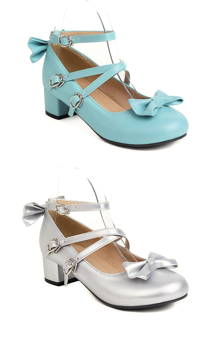ダブルリボンのクロスストラップシューズ 全7色 – ロリータ ダブルリボンのクロスストラップシューズ 全7色 – ロリータ