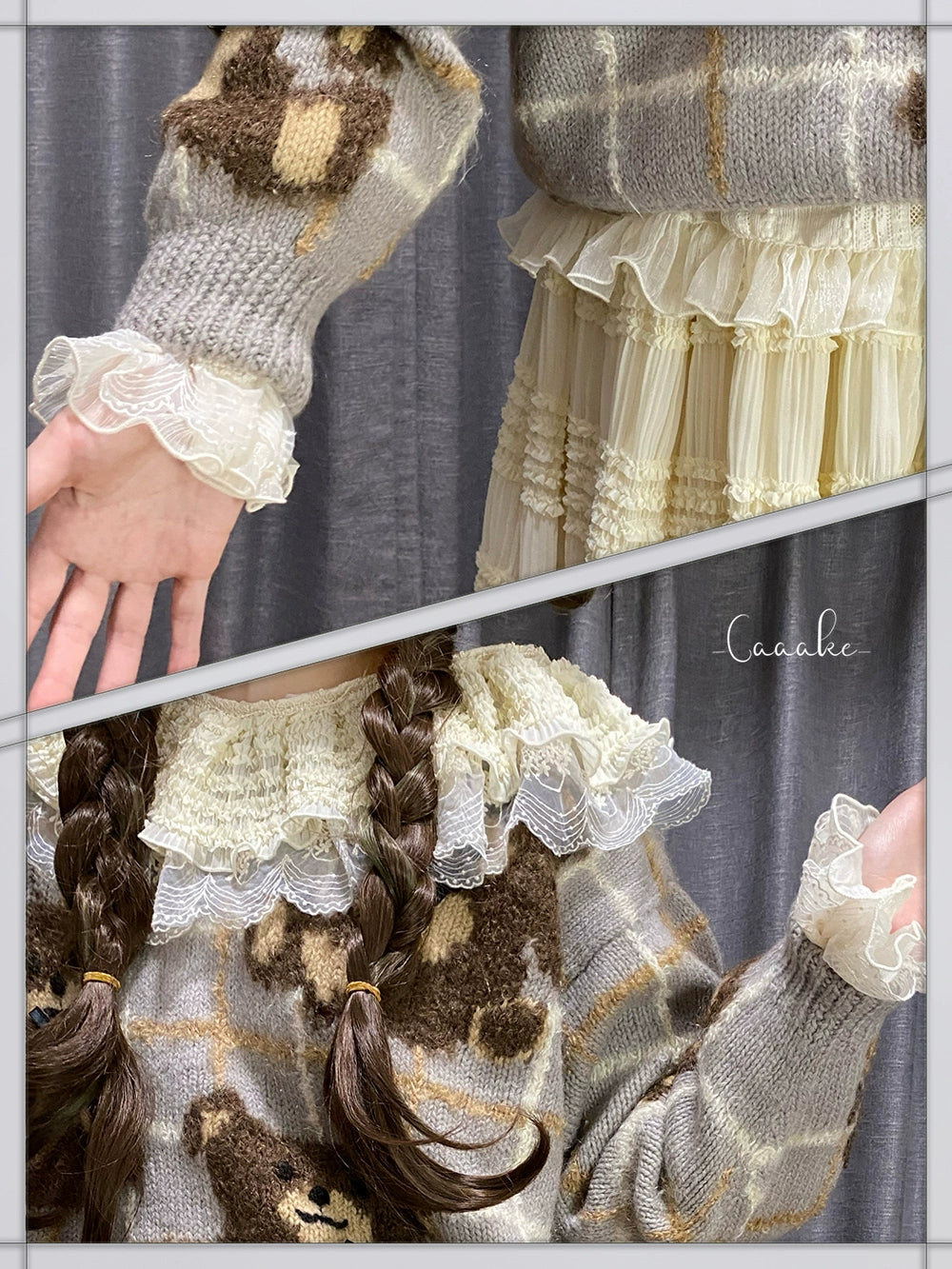 [Sale period has ended] Cat rose tea party ruffle long sleeve blouse