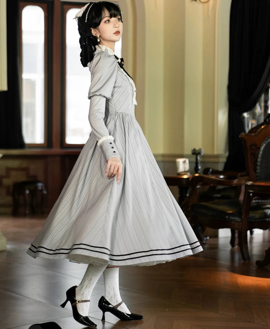 [Pre-orders available until 10/16] Fog City Morning Bell Classical Dress - Grey