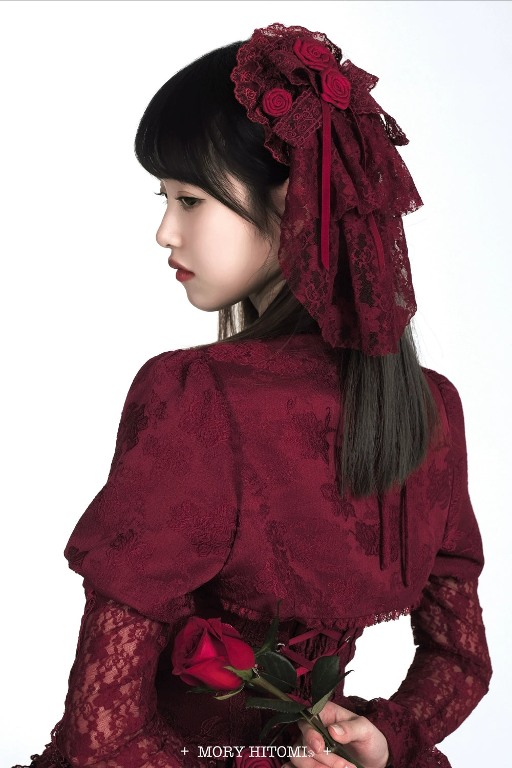 [Pre-orders available until 1/8] Rose Knight II Jacquard Lace Jumper Skirt and Bolero - Red